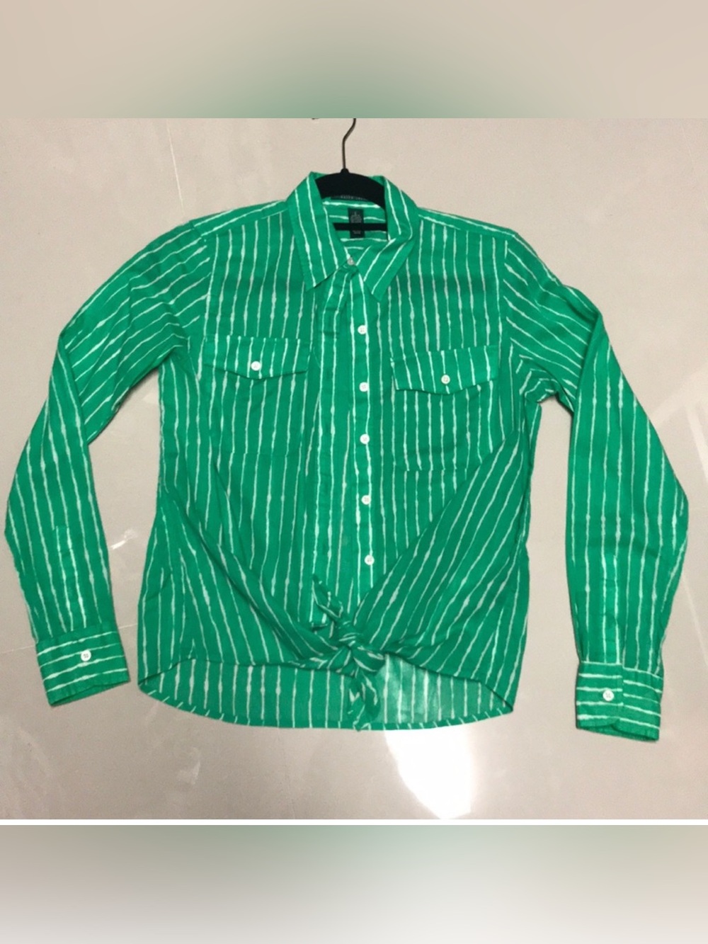 Lauren Ralph Lauren Green Stripe Long-Sleeve Button-Up Shirt